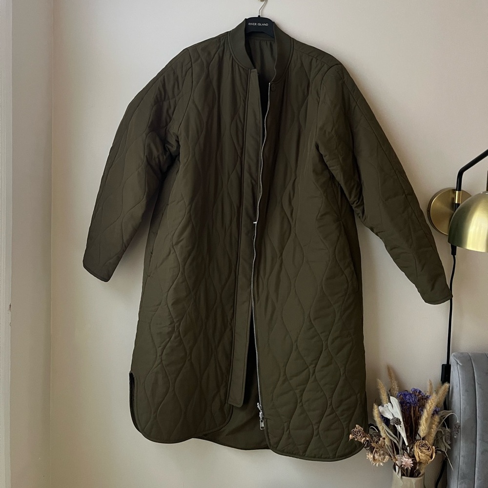 COS green quilted coat jacket